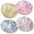 4 PCS Shower Caps for Women, Elastic and Reusable Bath Caps, Double Waterproof Layers Shower Cap, Bathing Shower Caps, Environmental Protection Hair Bath Hat - Printed Color