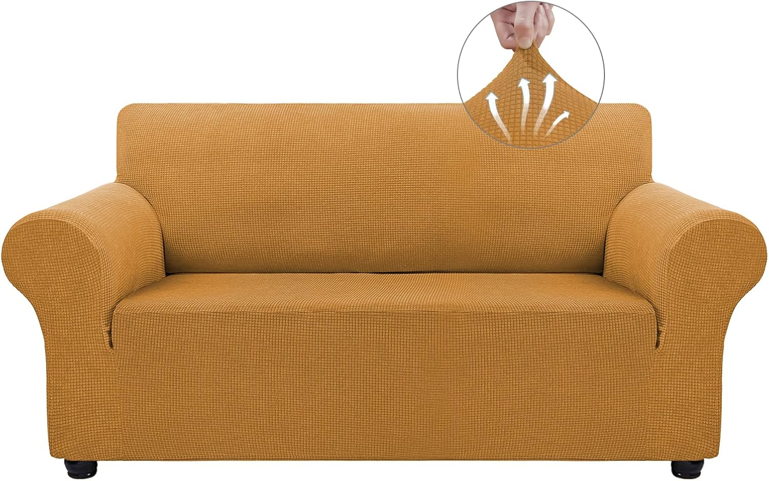 Couch Covers for 3 Cushion Couch Sofa Pet Friendly, 3 Seater Sofa Cover Washable Slipcovers Protector Furniture Covers for Dogs Spandex Jacquard Fabric Small Checks（Large，Black）