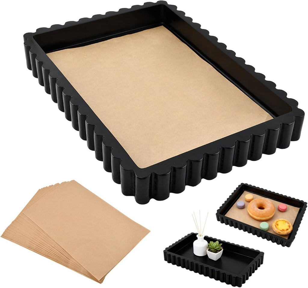 Decorative Tray for Coffee Table Decor,14'' Coffee Table Tray with 50 Oil-Proof Paper,Ottoman Trays Tables Centerpieces,Home Modern Serving Trays for Hotel Meals Desserts