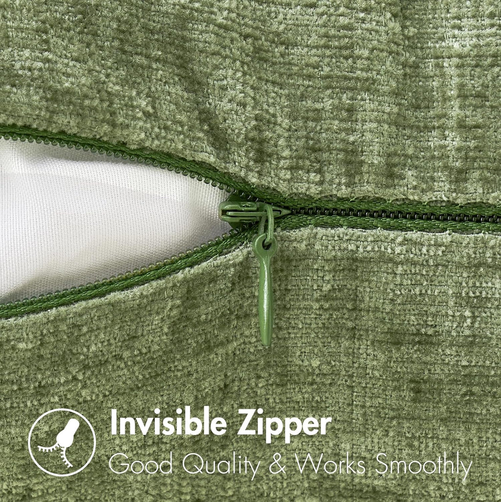 MIULEE Pack of 2 Couch Throw Pillow Covers 18x18 Inch Spring Soft Sage Green Chenille Pillow Covers for Sofa Living Room Solid Dyed Pillow Cases